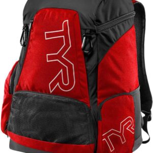 TYR Alliance Backpack, RedBlack, 45 Liter; swimming backpack; swimming equipment; backpack; swim time log