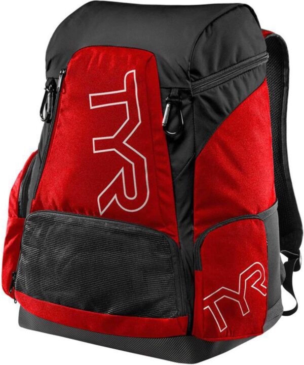 TYR Alliance Backpack, RedBlack, 45 Liter; swimming backpack; swimming equipment; backpack; swim time log