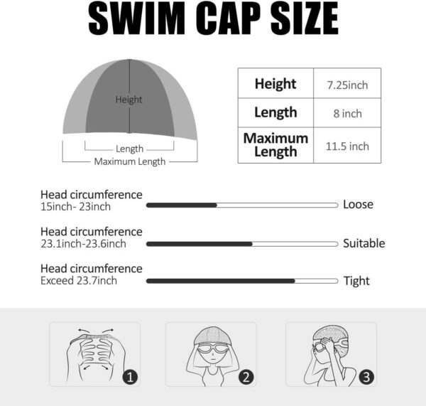 Tripsky Silicone Swim Cap,Comfortable Bathing Cap Ideal for Curly Short Medium Long Hair, Swimming Cap for Women and Men, Shower Caps Keep Hairstyle Unchanged