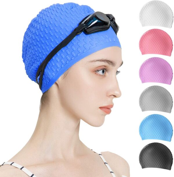 Tripsky Silicone Swim Cap,Comfortable Bathing Cap Ideal for Curly Short Medium Long Hair, Swimming Cap for Women and Men, Shower Caps Keep Hairstyle Unchanged