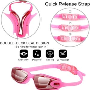 Hurdilen Swim Goggles Swimming Goggles No Leaking with Nose Clip, Earplugs, Swim Cap and Case