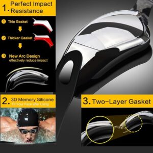 Hurdilen Swim Goggles Swimming Goggles No Leaking with Nose Clip, Earplugs, Swim Cap and Case