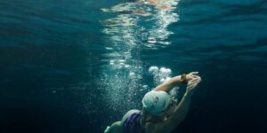 swimmer eating healthy food