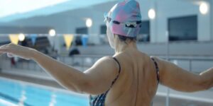 swimmer eating healthy food