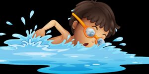 swimmer drinking recovery drink poolside